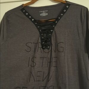 Lane Bryant Gray Lace-Up Women's Top